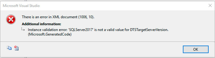 Error en Apertura proyecto SSIS